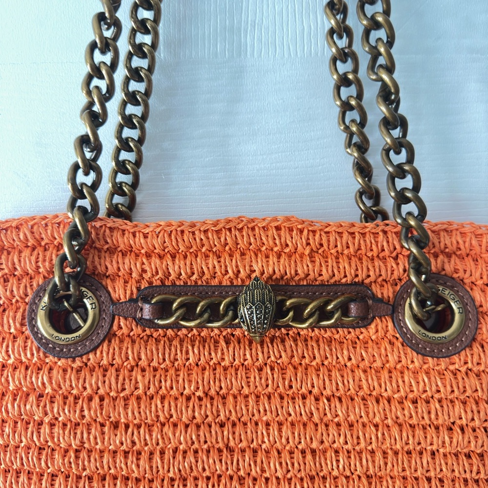 Kurt Geiger Orange Woven Tote Bag - Picture 3 of 4